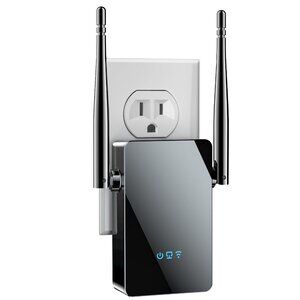 2026 WiFi Range Extender Signal Booster Dual Band 2.4/5GHz Black